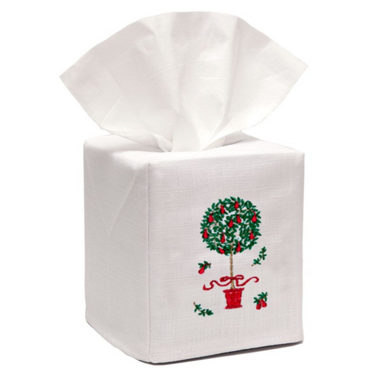 Pear Topiary Tree Embroidered Tissue Box Cover