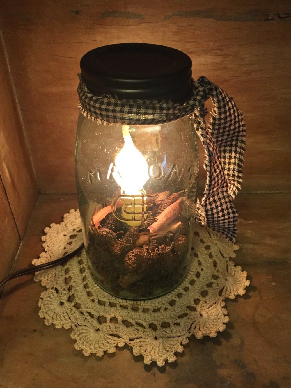 Quart Mason Jar Candle Lamp