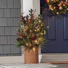 42in Pre-Lit Porch Topiary, Red
