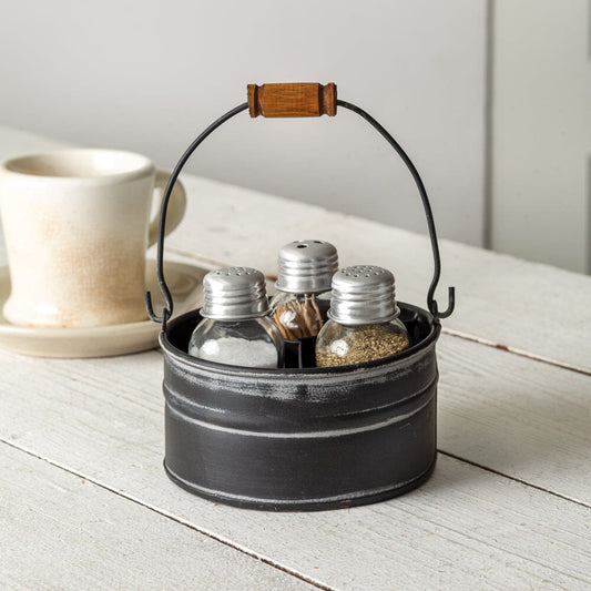 Round Bucket Salt Pepper and Toothpick Caddy