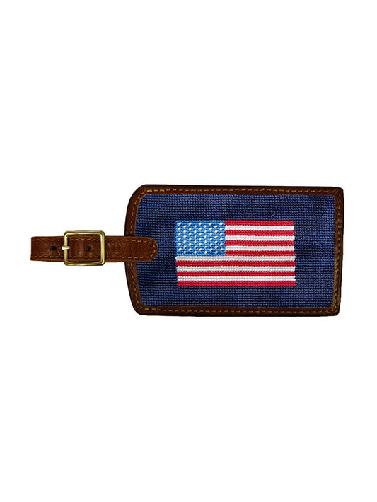 Smathers & Branson American Flag Needlepoint Luggage Tag