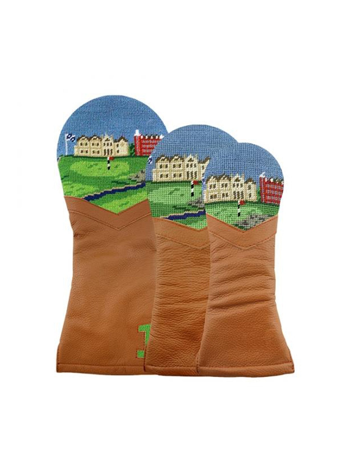 Smathers & Branson Needlepoint Golf Club Head Covers St. Andrews Weston Table