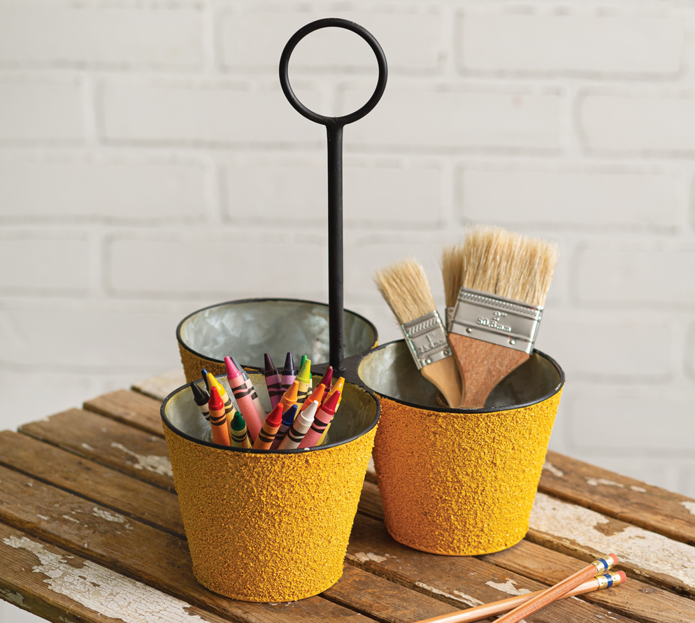 Textured Three Bucket Organizer with Handle