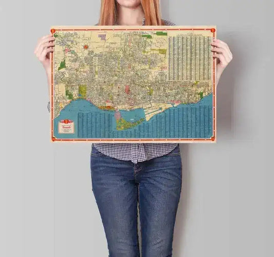 Toronto City Map Wall Print| Framed Map Wall Decor