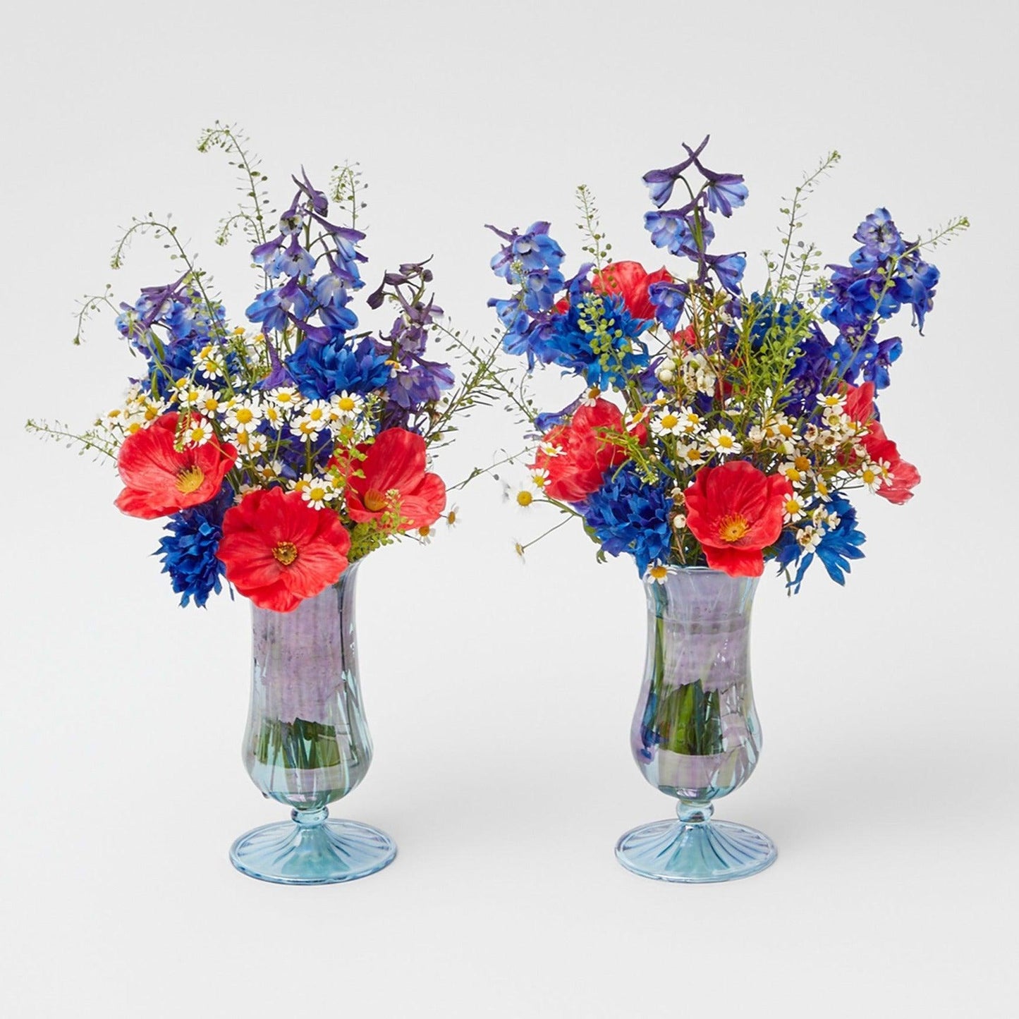 Blue Fluted Vases (Pair)