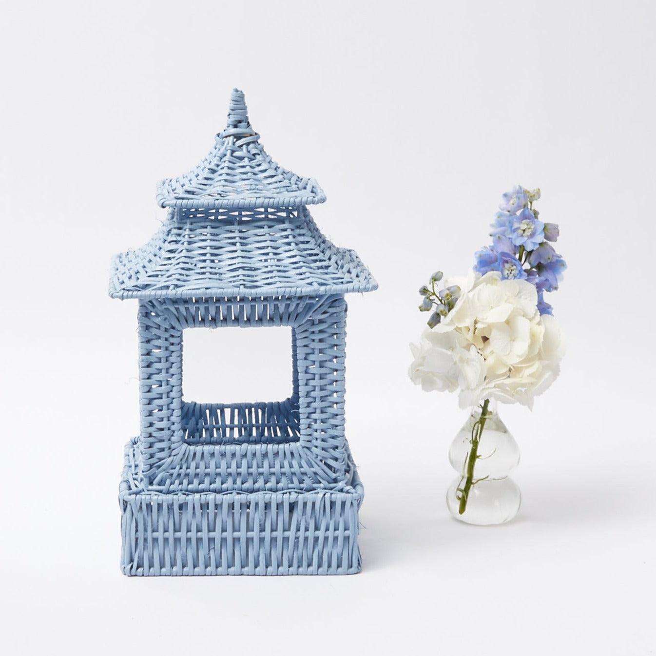 Blue Rattan Pagoda Lantern