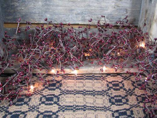 Lighted Burgundy Pip Berry Garland 4'