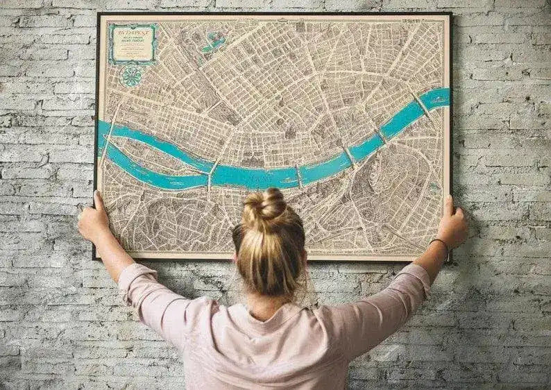 City Map of Budapest| Old Map Wall Decor