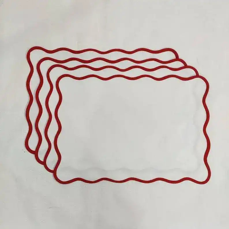 Classic Solid Scalloped Cotton Placemats