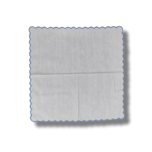 Embroidered Trim White Linen Napkins