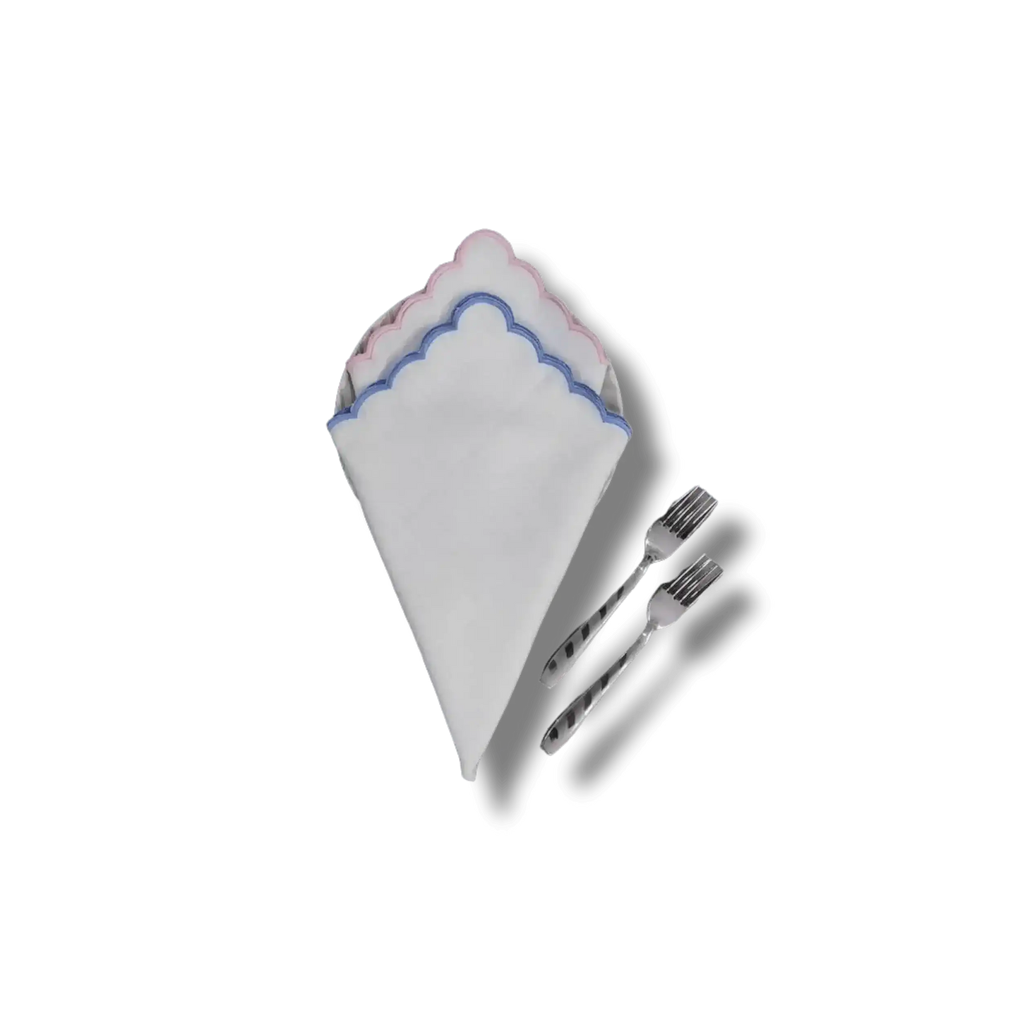 Embroidered Trim White Linen Napkins