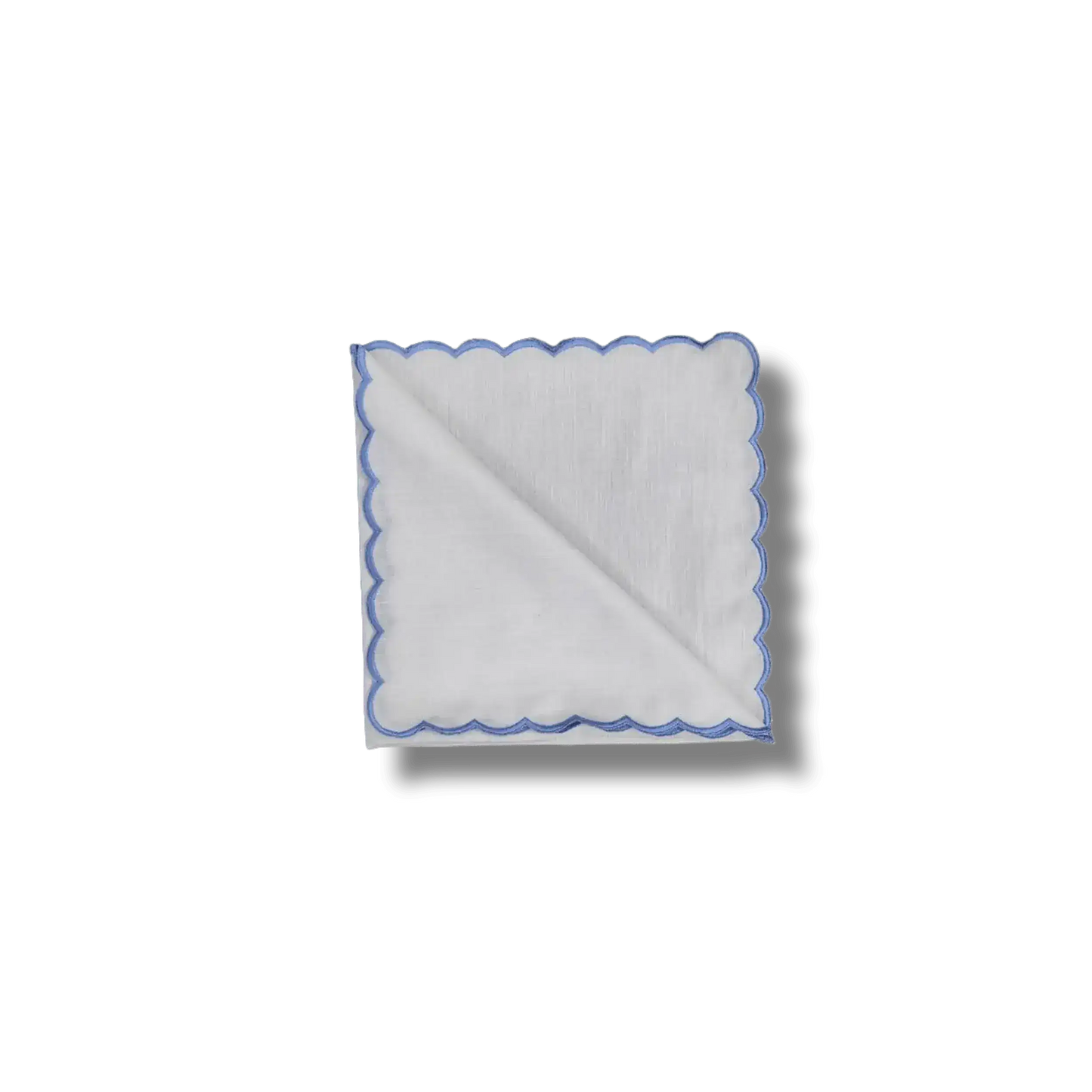 Embroidered Trim White Linen Napkins