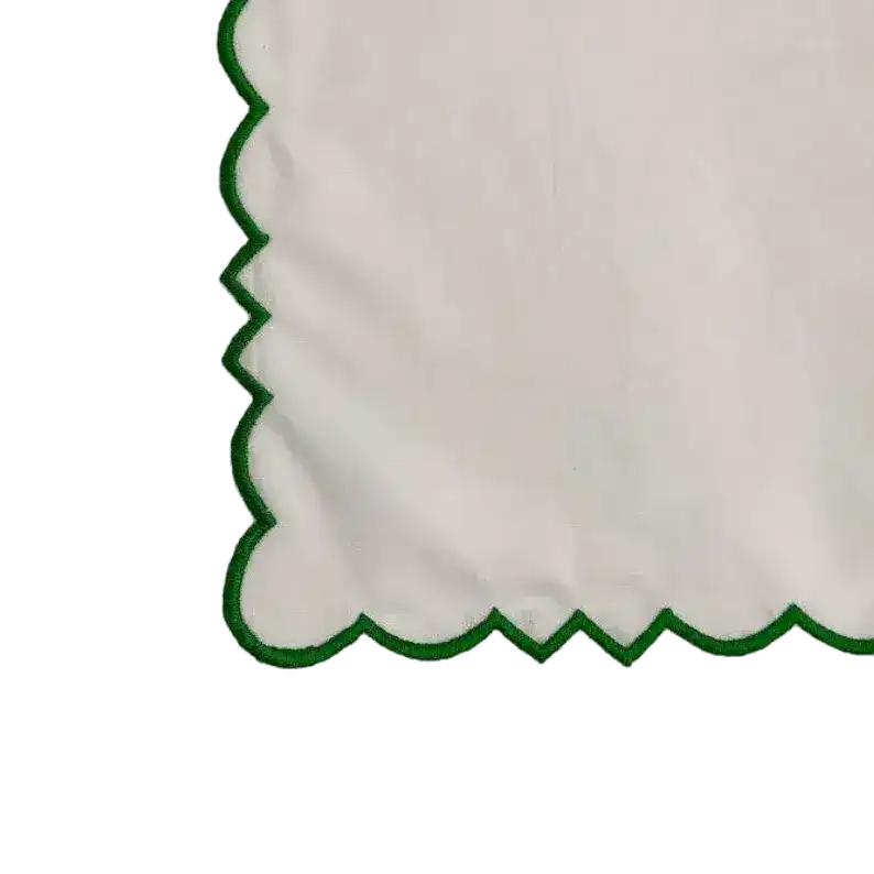Embroidered Trim White Square Cotton Napkins