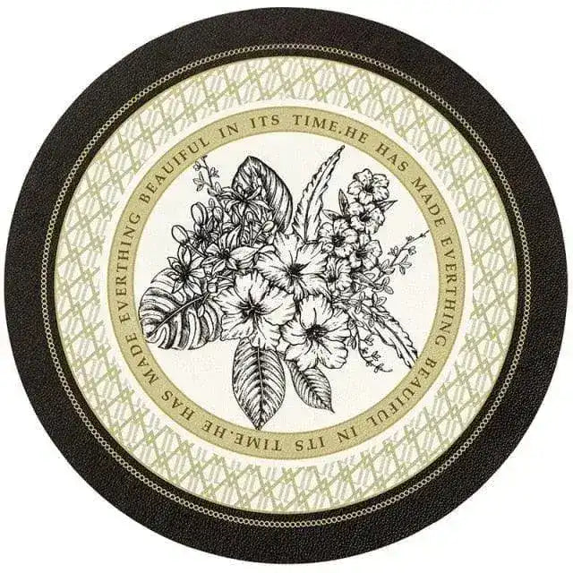 Faux Leather Printed Round Placemats - MAIA HOMES