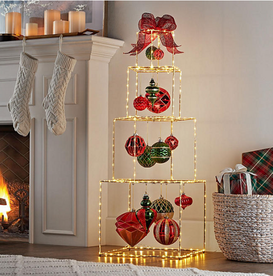 Pre-Lit 52" Stacked Giftbox Décor - Red and Gold