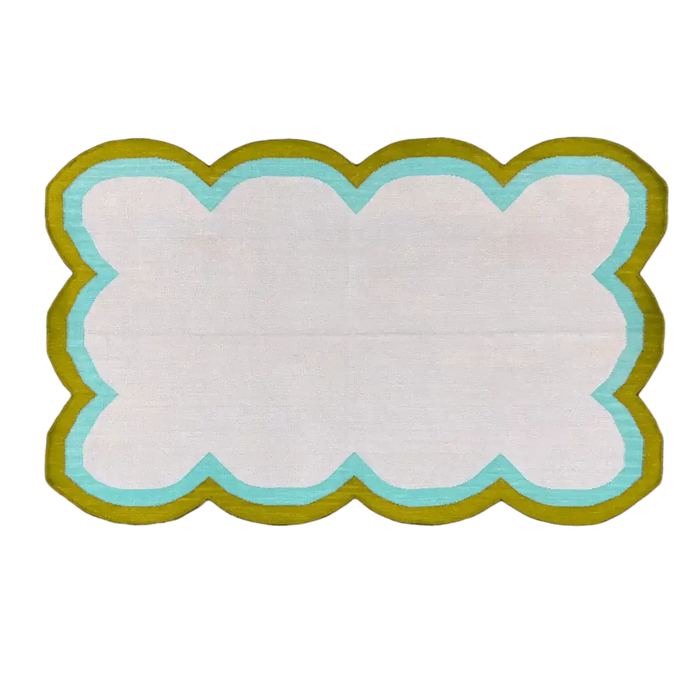 Handmade Scalloped Cotton Rug - Beige/Olive