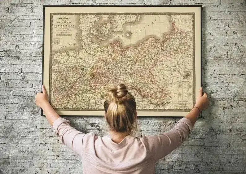 Historical Map of Kingdom of Prussia 1827| Old Map Wall Decor