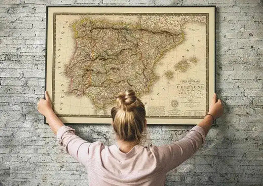 Historical Map of Spain and Portugal 1821| Old Map Wall Decor