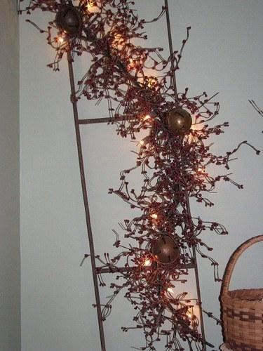 Lighted Burgundy Pip Berry Garland with Jingle Bells 4'