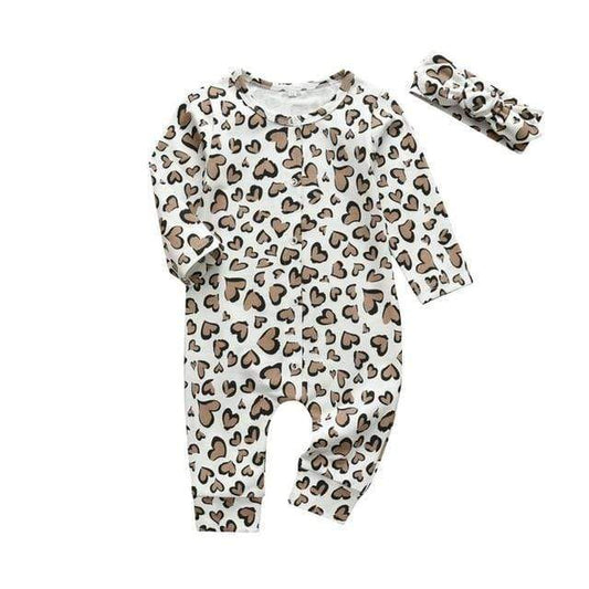 Girl's Clothing Beige / 12M Baby Heart Print Romper