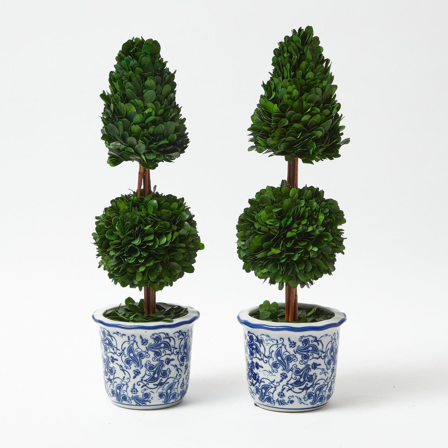 Chinoiserie Potted Boxwood Tree (Pair)