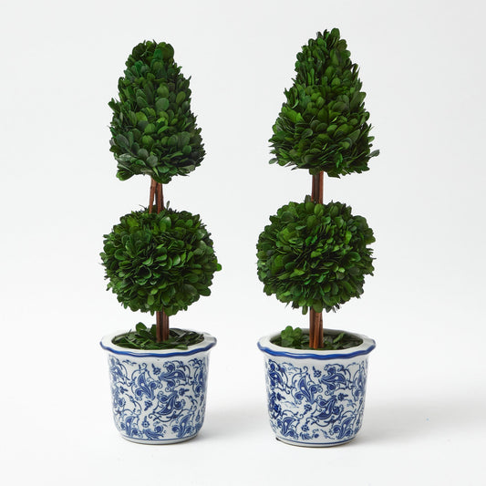 Chinoiserie Potted Boxwood Tree (Pair)