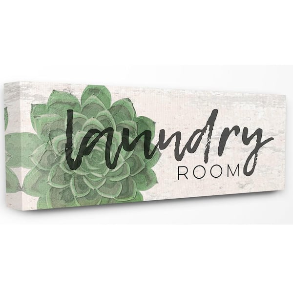 10" x 24" Laundry Room Green Succulent Canvas Wall Art