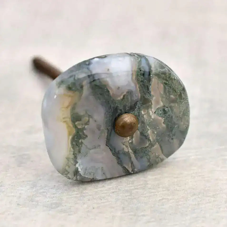 Natural Gray Agate Gemstone Cabinet Knobs - Set of 6