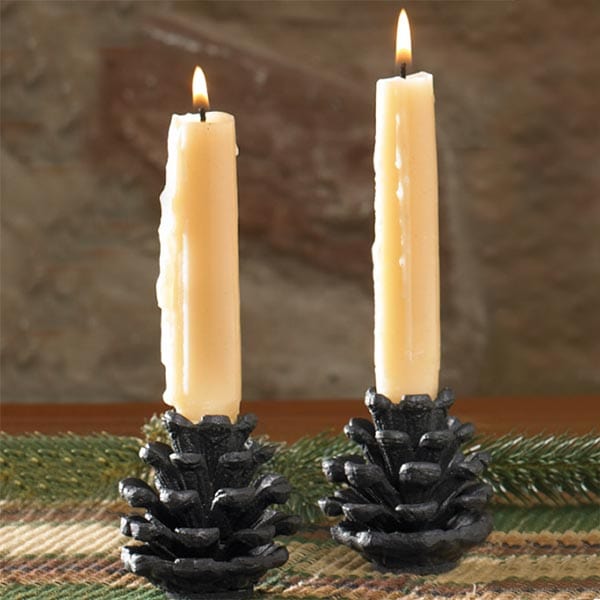 Pinecone Tapered Candle Holders