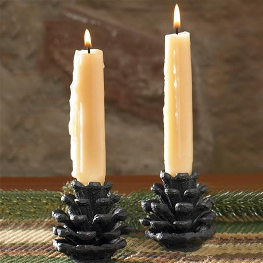 Pinecone Tapered Candle Holders
