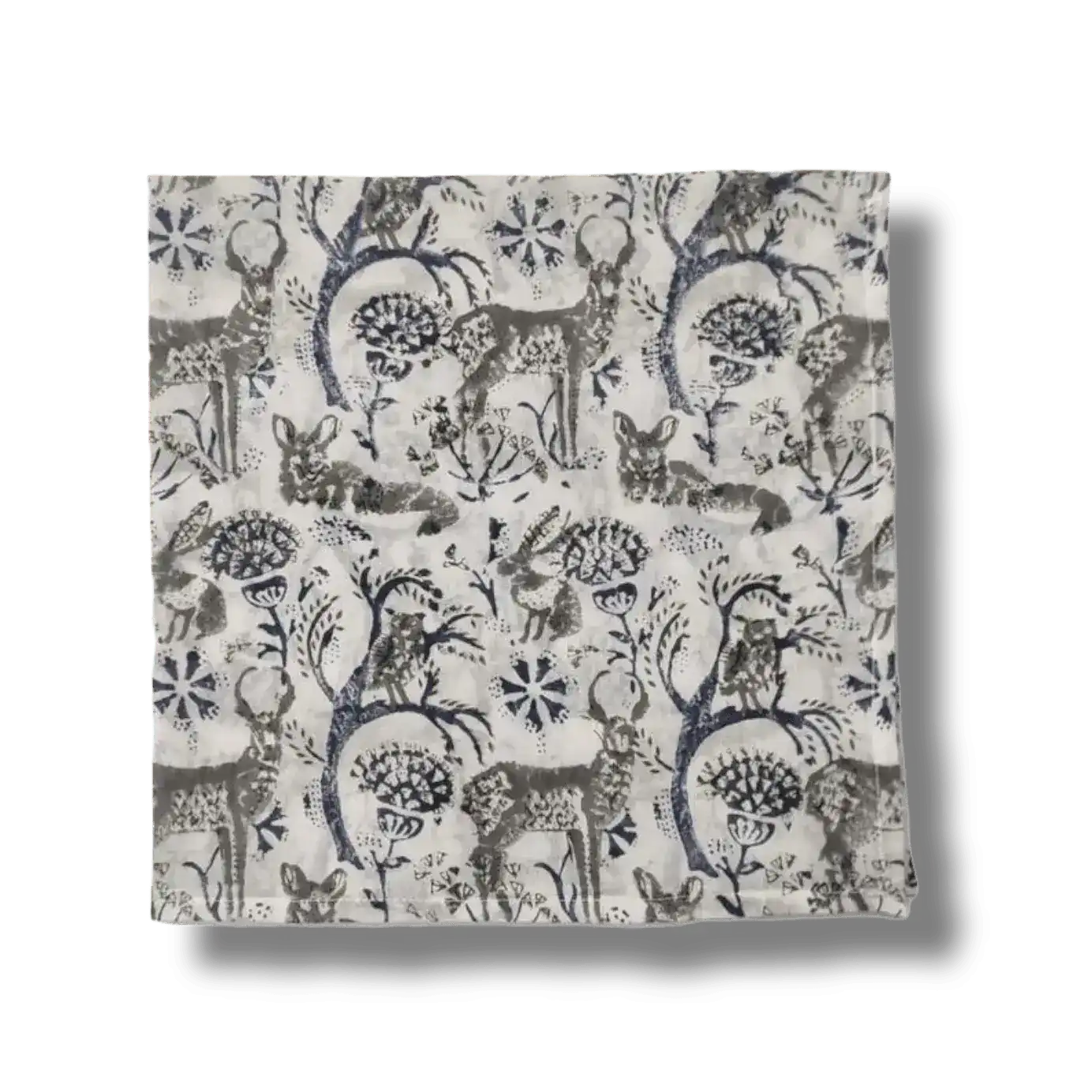 Reindeers in the Forest Block Printed Cotton Napkins