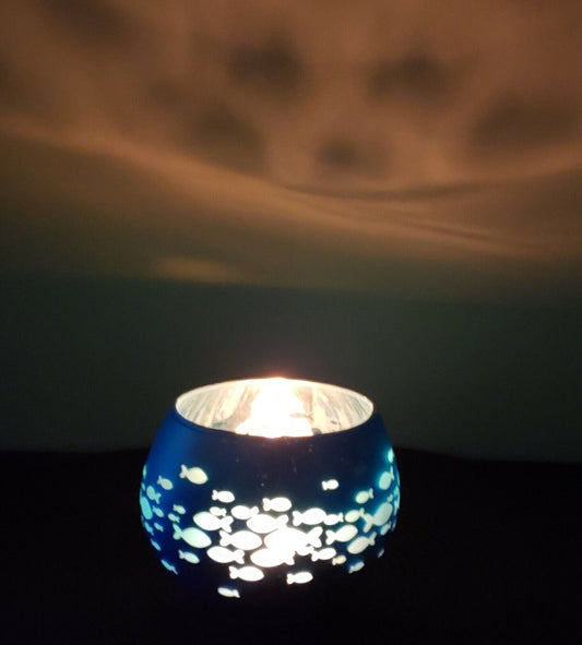 Candle lamp in Fish glass Blue in 3 inches