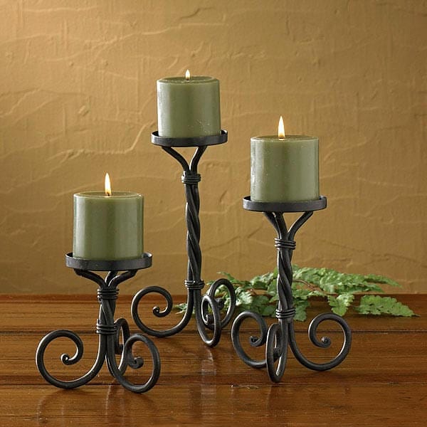 Scroll Pillar Candle Holder Set