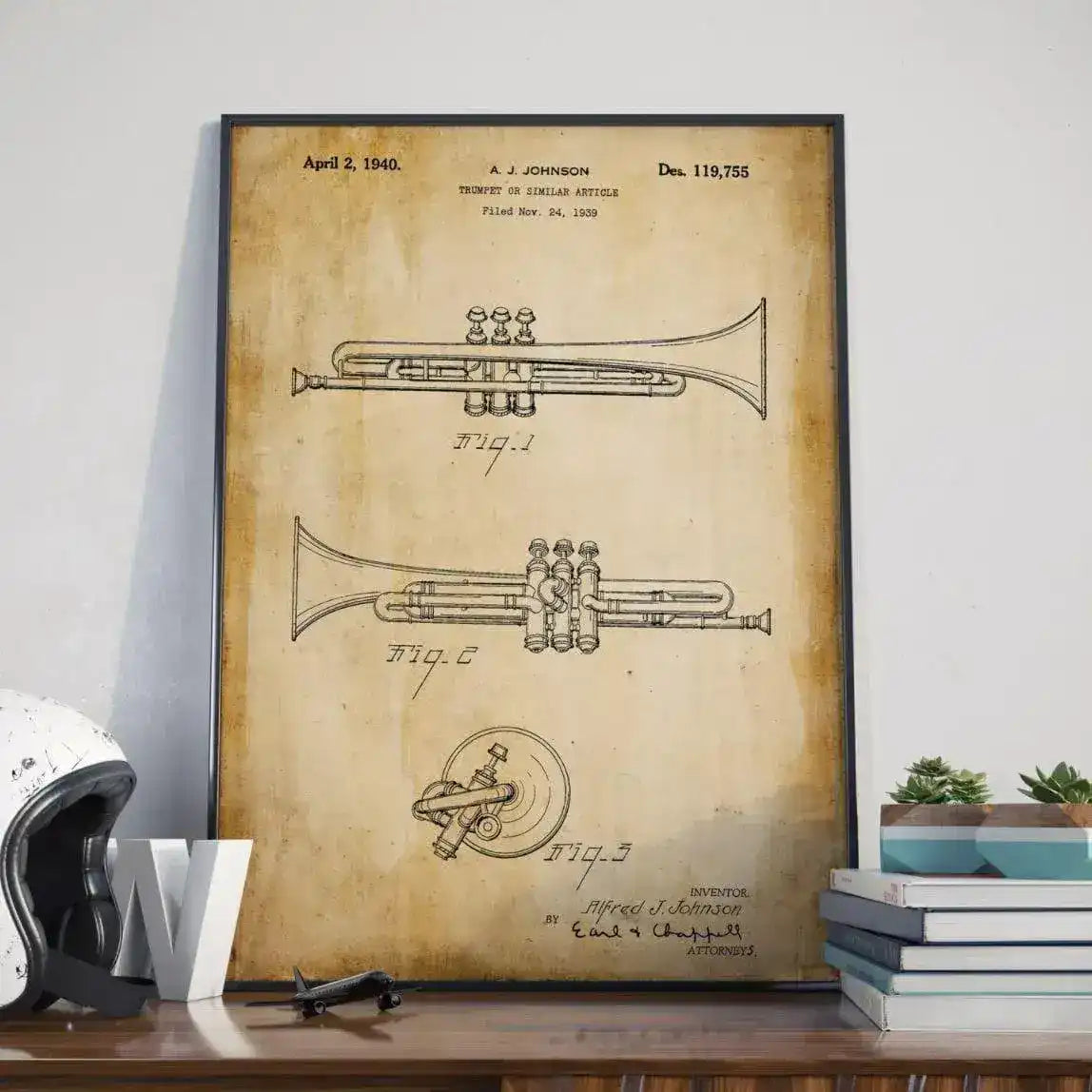 Trumpet Patent Vintage Poster Print