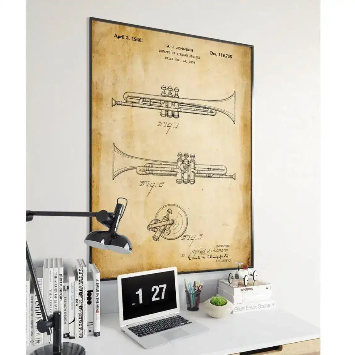 Trumpet Patent Vintage Poster Print
