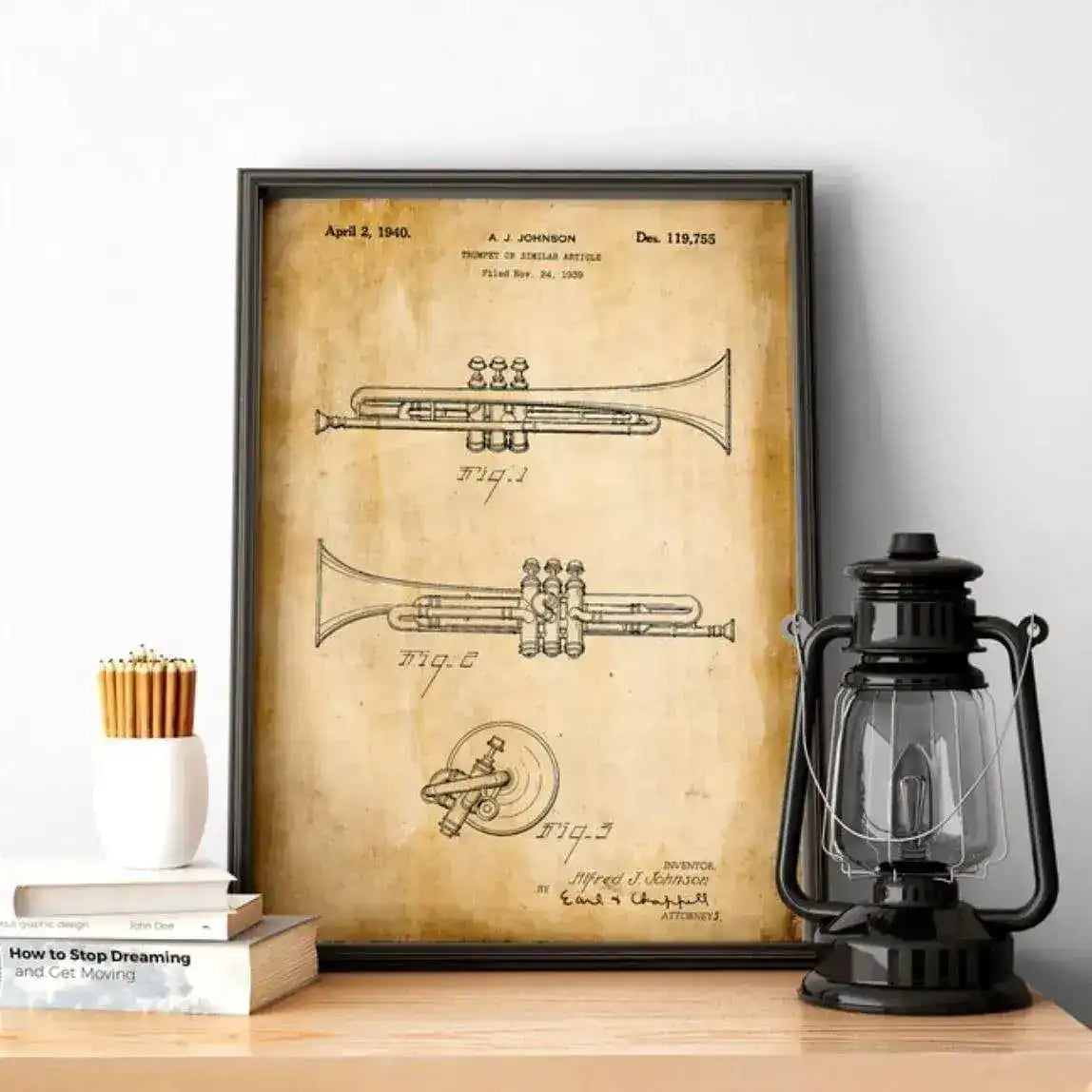 Trumpet Patent Vintage Poster Print