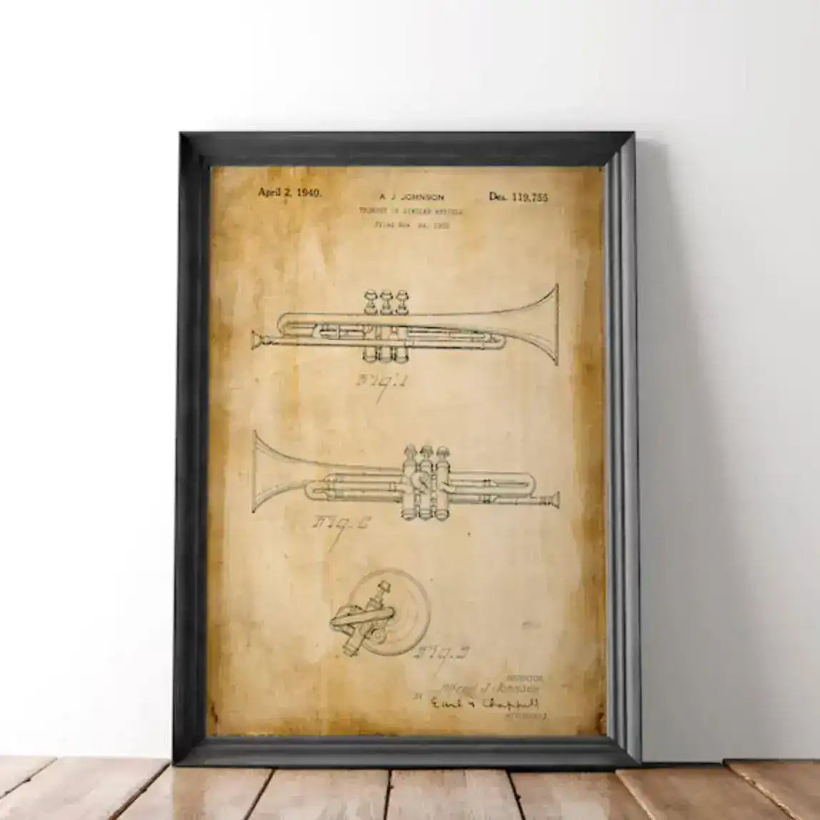Trumpet Patent Vintage Poster Print