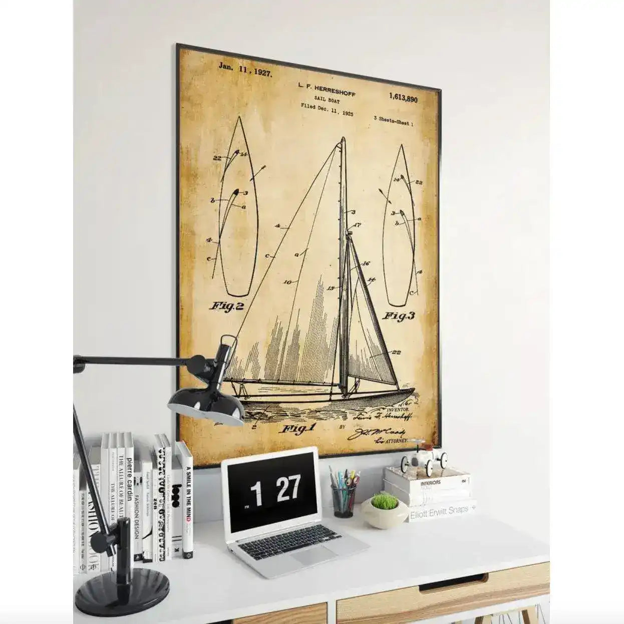 Vintage Sail Boat Patent Poster Wall Print