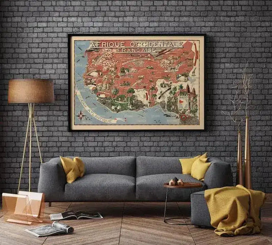 West Africa Vintage Map Wall Print| Africa Occidental