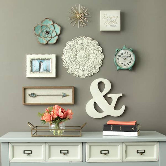 13" x 13" Handcrafted Metal Medallion Design Wall Decor, White