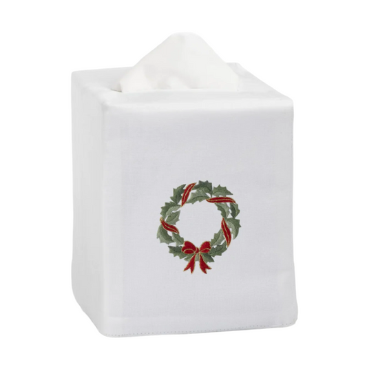 Set of Two Holiday Wreath Christmas Tissue Box Covers