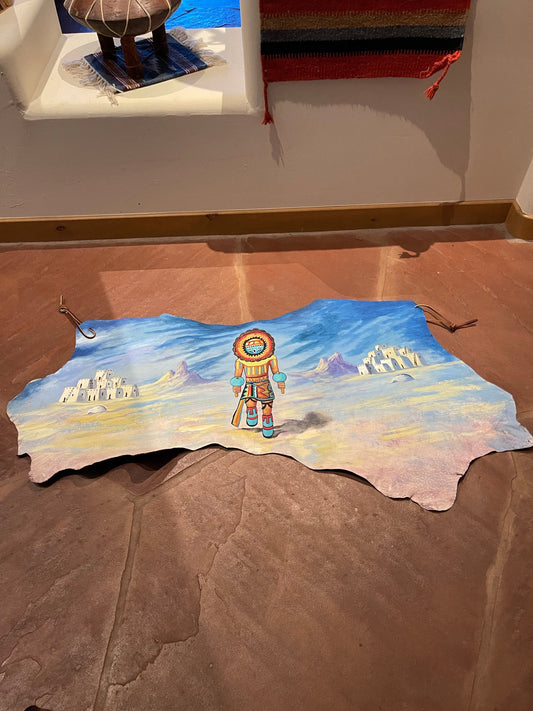 XXL Hand painted Leather wall decor